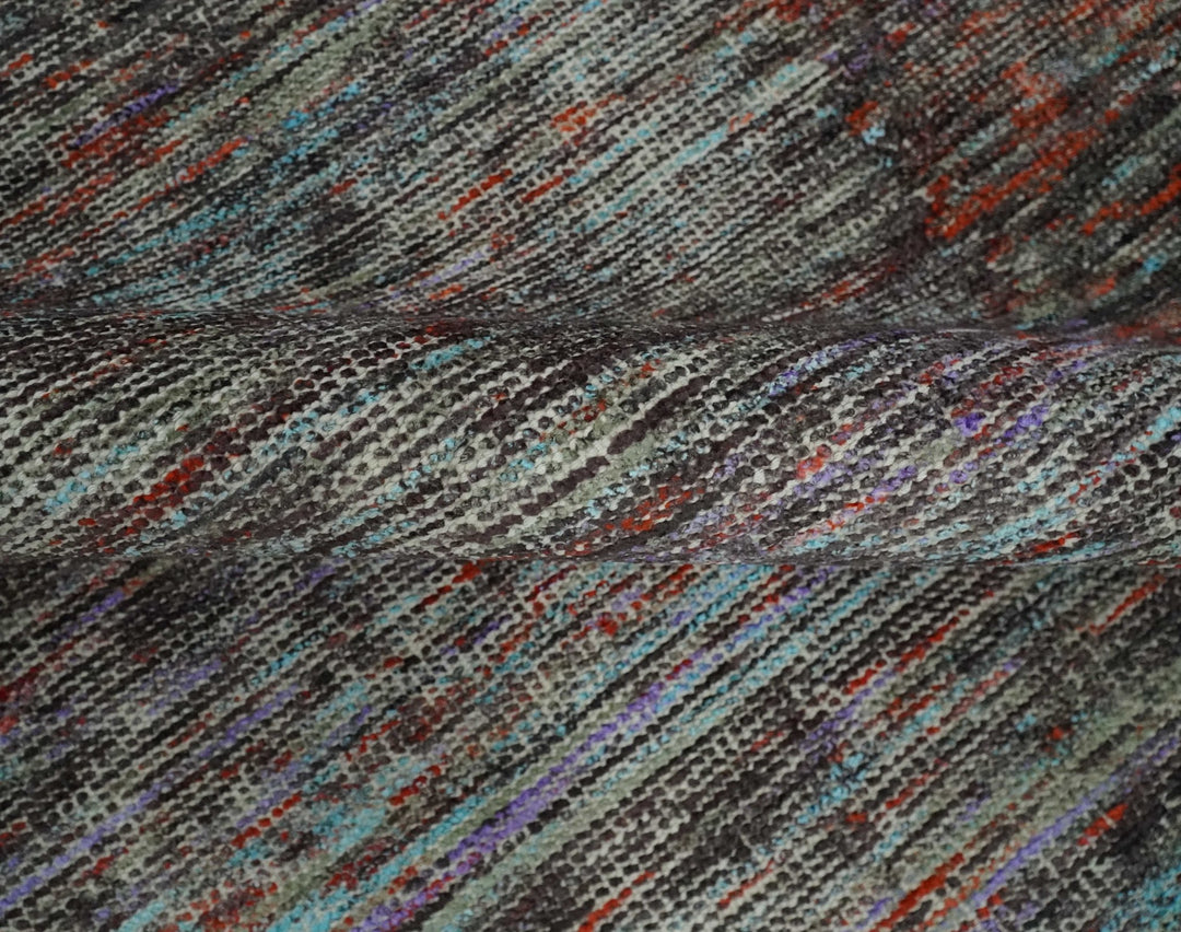 Vibrant Colorful Rust, Violet, Charcoal, Silver and Aqua Modern Abstract Flat Woven 8x10 wool Area Rug - The Rug Decor