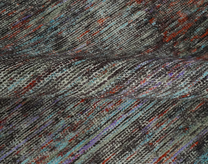 Vibrant Colorful Rust, Violet, Charcoal, Silver and Aqua Modern Abstract Flat Woven 8x10 wool Area Rug - The Rug Decor