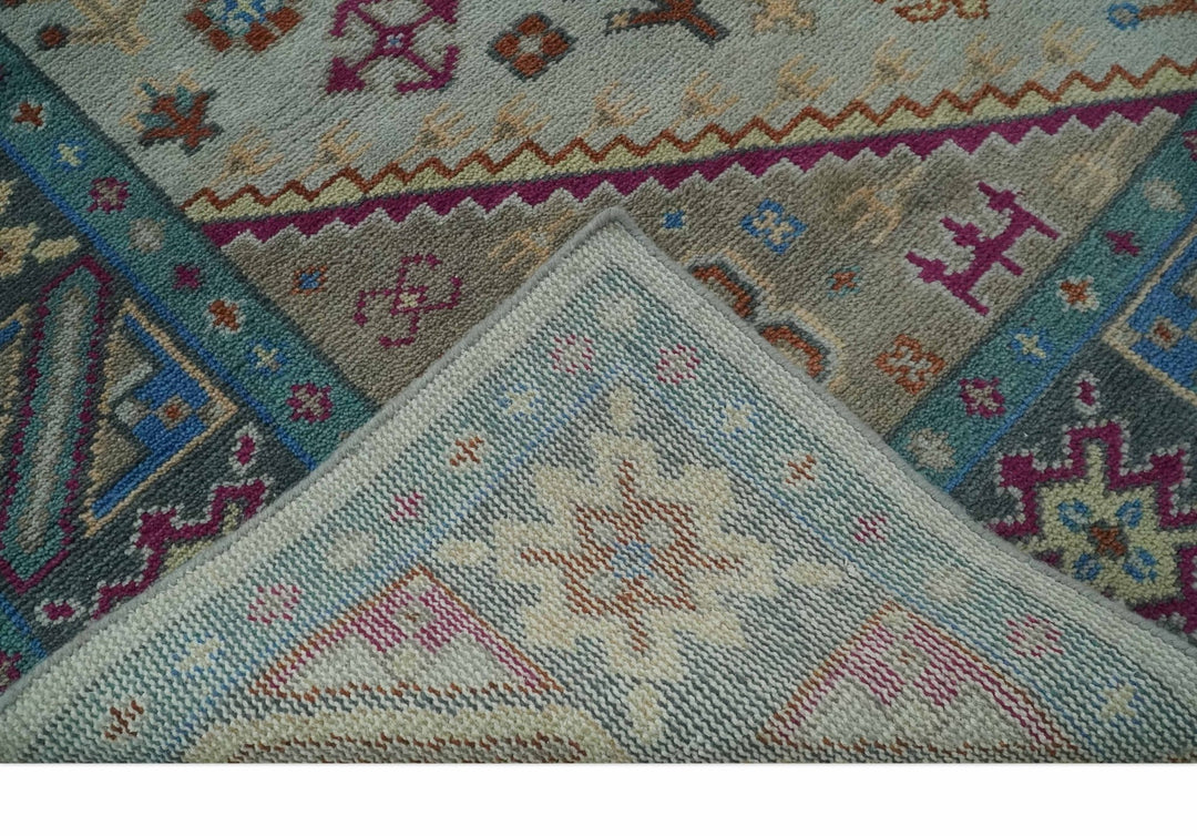 Vibrant Colorful Silver, Beige, Blue and Brown Traditional Heriz Multi Size wool Area Rug - The Rug Decor