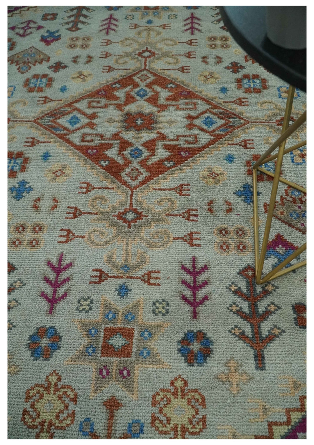 Vibrant Colorful Silver, Beige, Blue and Brown Traditional Heriz Multi Size wool Area Rug - The Rug Decor