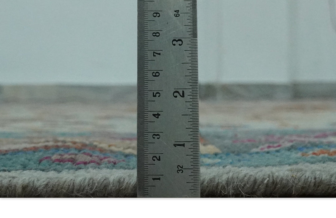 Vibrant Colorful Silver, Beige, Blue and Brown Traditional Heriz Multi Size wool Area Rug - The Rug Decor