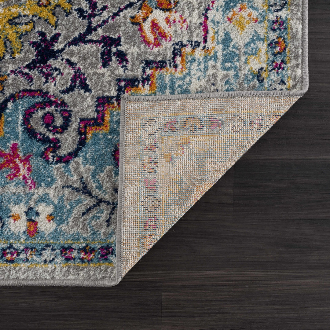 Vibrant Colorful Teal, Gray, Pink and Rust Medallion Design Area Rug - The Rug Decor