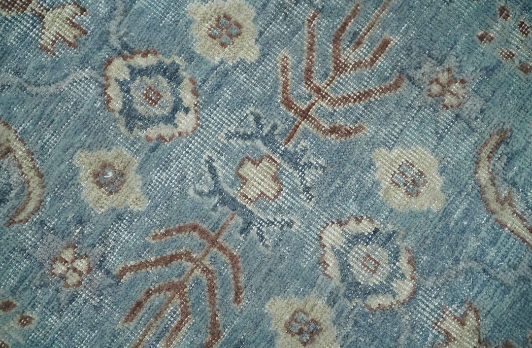 Vintage 6x9, 8x10 and 9x12 Hand Knotted Traditional Blue and Beige Antique Textured Oxidized Low Pile Wool Rug | TRD2430810 - The Rug Decor