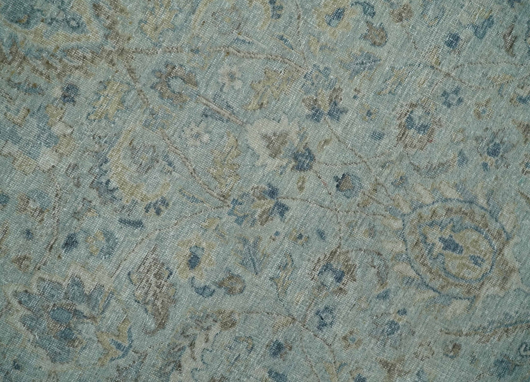 Vintage 6x9, 8x10 and 9x12 Hand Knotted Traditional Silver, brown and Beige Antique Textured Low Pile Distressed Wool Rug | TRD53114 - The Rug Decor