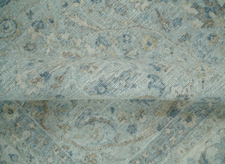 Vintage 6x9, 8x10 and 9x12 Hand Knotted Traditional Silver, brown and Beige Antique Textured Low Pile Distressed Wool Rug | TRD53114 - The Rug Decor