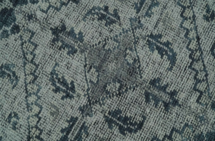 Vintage Distressed 3X5, 4X6, 5x8, 6x9, 8x10, 9x12 Hand Knotted Serapi Silver and Gray Traditional Antique Persian Area Rug | TRD2277 - The Rug Decor