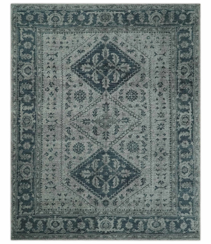 Vintage Distressed 3X5, 4X6, 5x8, 6x9, 8x10, 9x12 Hand Knotted Serapi Silver and Gray Traditional Antique Persian Area Rug | TRD2277 - The Rug Decor