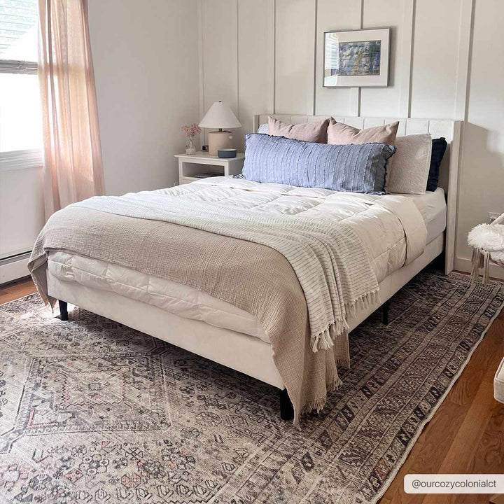 Vintage Style Beige and Charcoal Transitional Area Rug - The Rug Decor