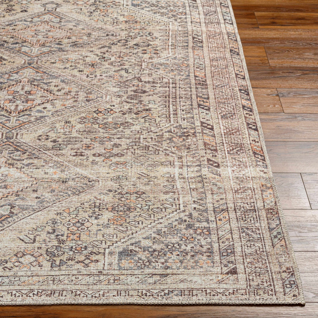 Vintage Style Beige and Charcoal Transitional Area Rug - The Rug Decor