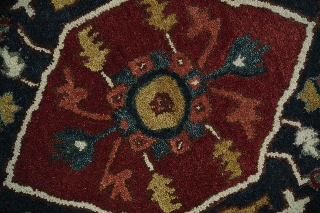 Vintage Style Black, Rust, Teal and Ivory Hand Tufted 8x10 Traditional wool Area Rug - The Rug Decor