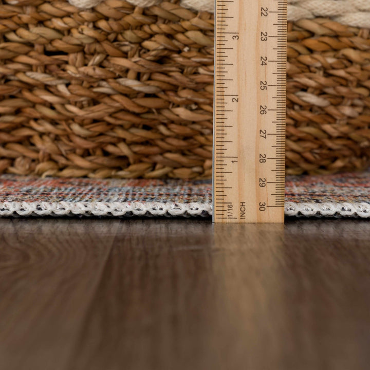 Vintage style Floral Peach, Blue and Ivory Low pile Oriental Oushak Design Area Rug - The Rug Decor