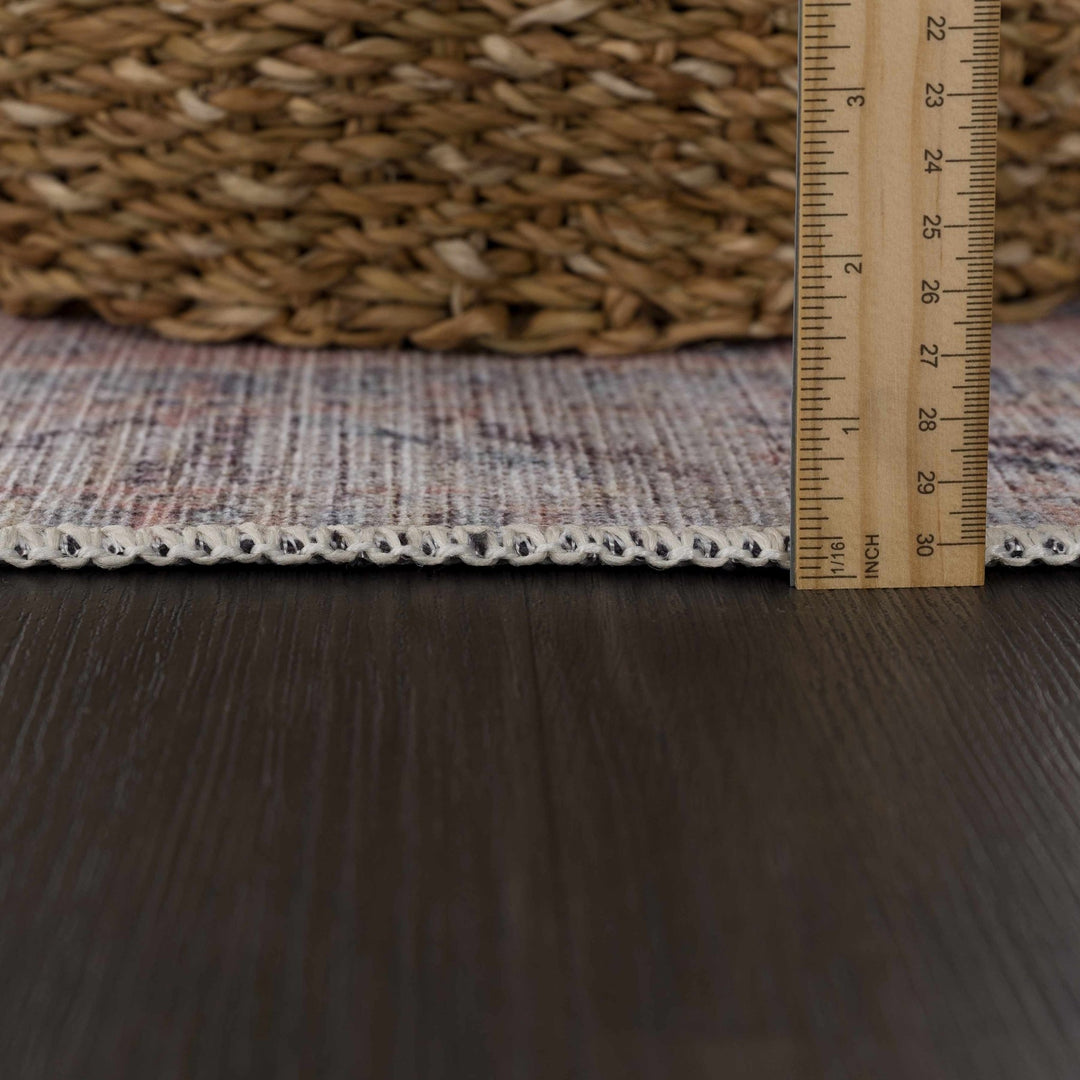 Vintage Style Peach, Blue and Charcoal Traditional Machine washable Area Rug - The Rug Decor