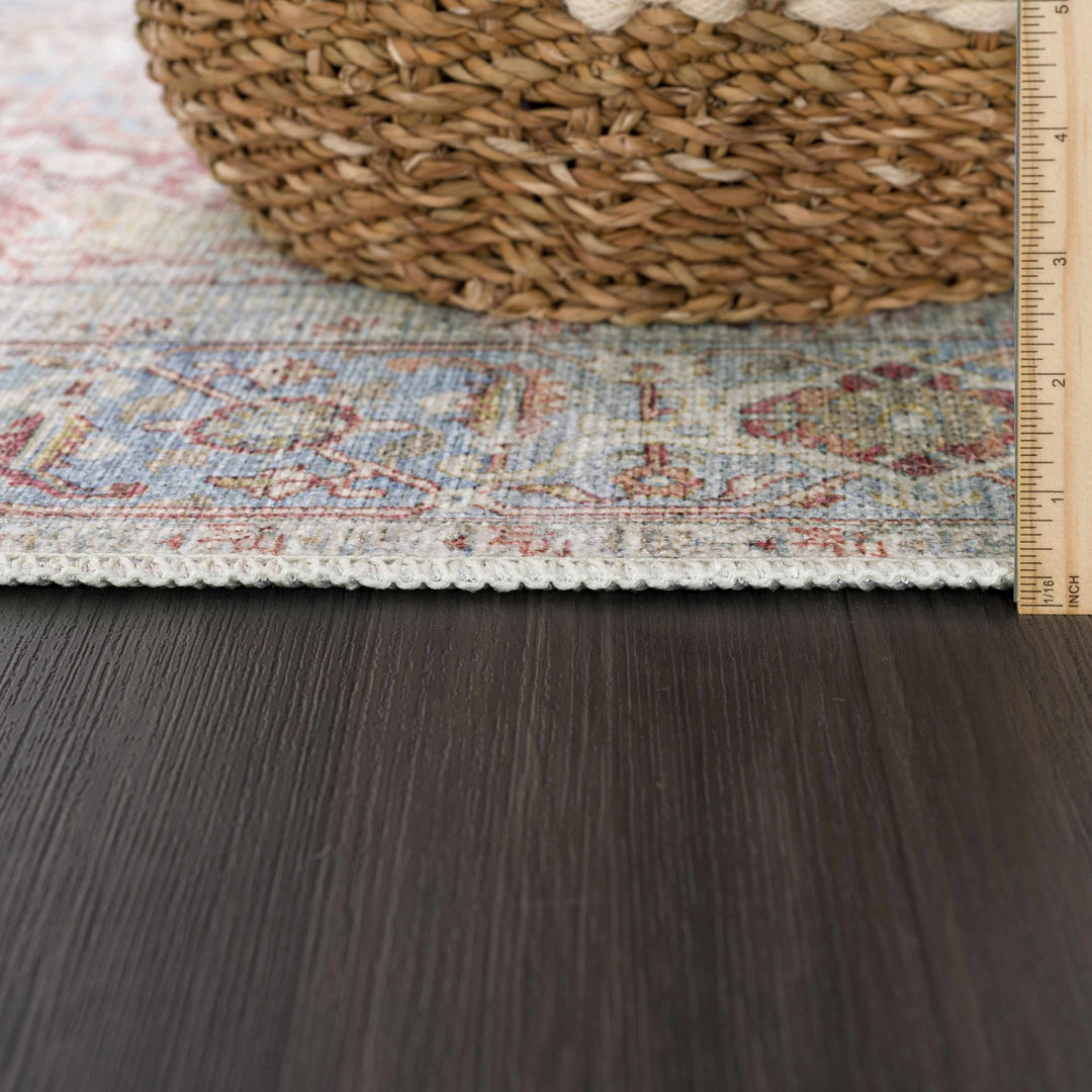 Vintage Style Traditional Flower Blue, Brown and Beige easy Machine washable Turkish Rug - The Rug Decor