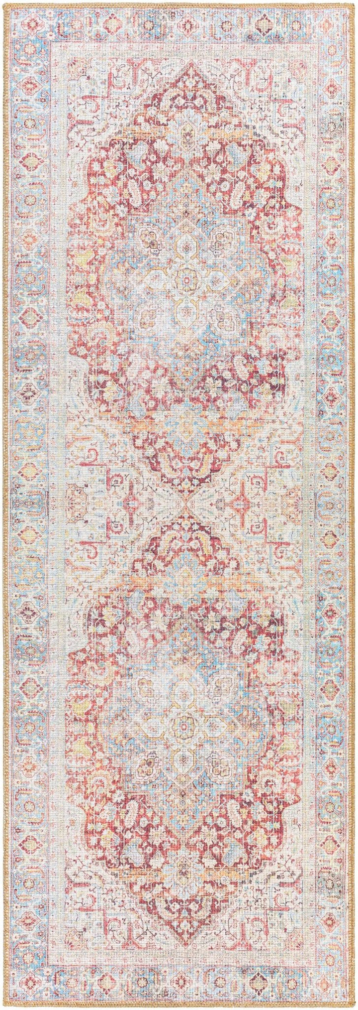 Vintage Style Traditional Flower Blue, Brown and Beige easy Machine washable Turkish Rug - The Rug Decor