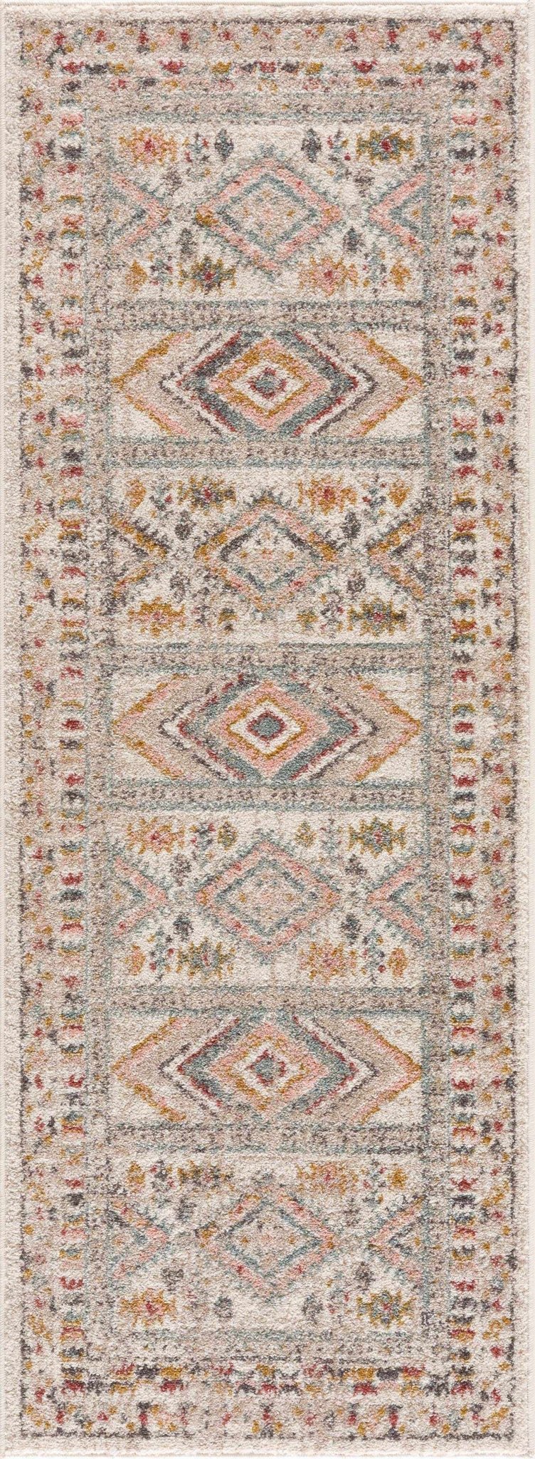 Vintage Style Woven Peach, Beige And Gray Southwestern Tribal Design Rug - The Rug Decor