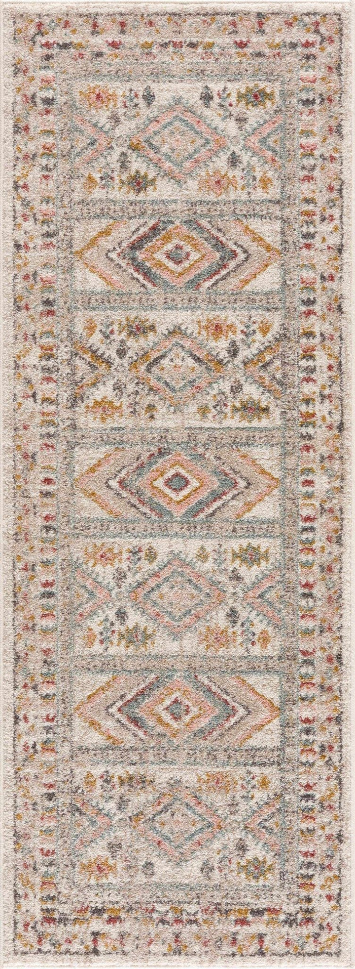 Vintage Style Woven Peach, Beige And Gray Southwestern Tribal Design Rug - The Rug Decor
