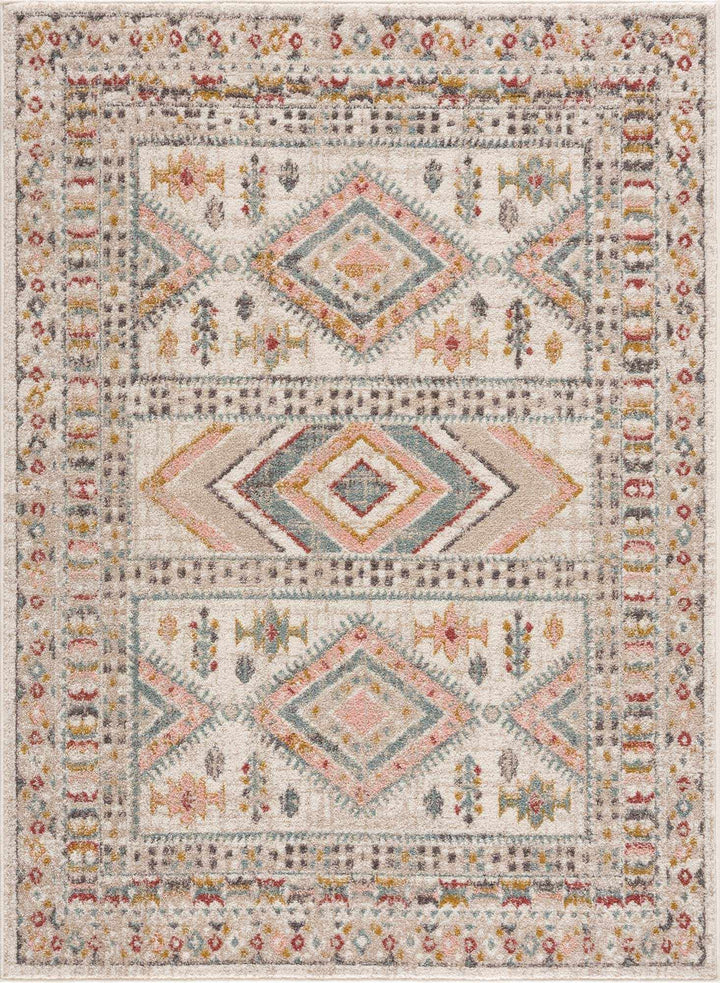 Vintage Style Woven Peach, Beige And Gray Southwestern Tribal Design Rug - The Rug Decor