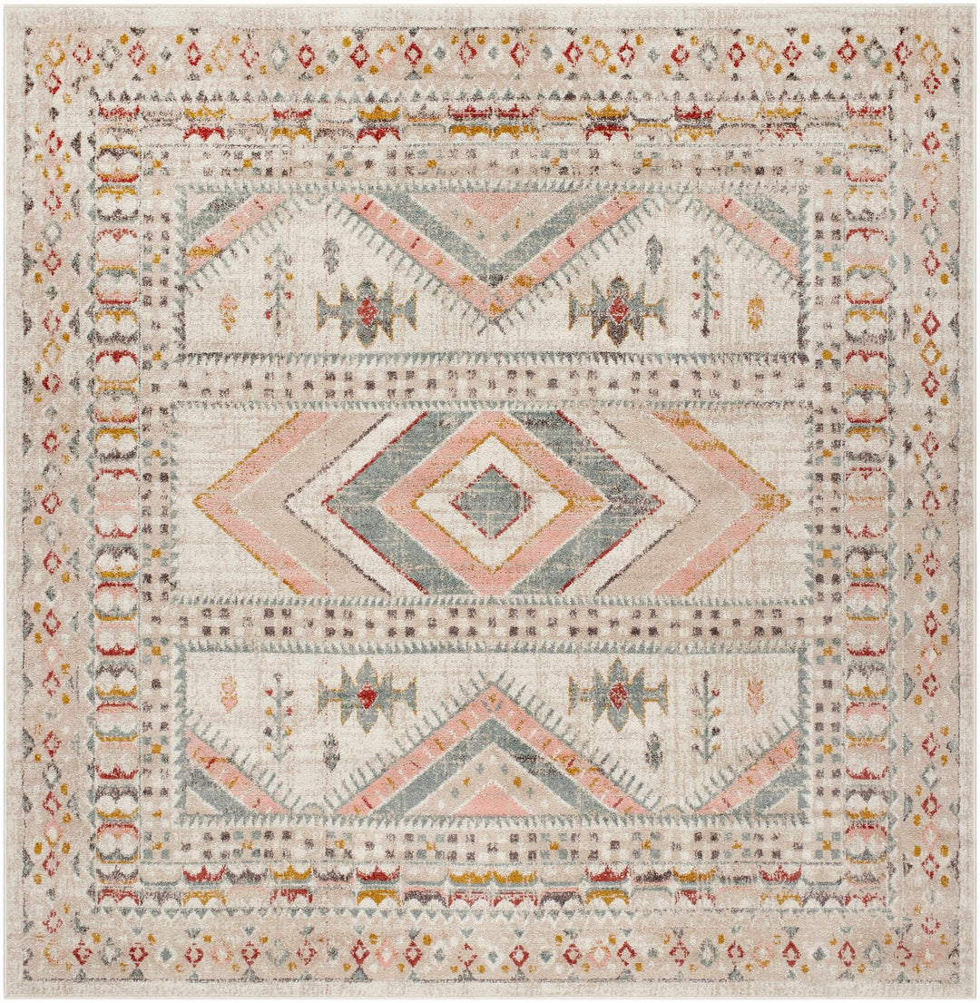 Vintage Style Woven Peach, Beige And Gray Southwestern Tribal Design Rug - The Rug Decor
