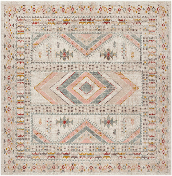 Vintage Style Woven Peach, Beige And Gray Southwestern Tribal Design Rug - The Rug Decor