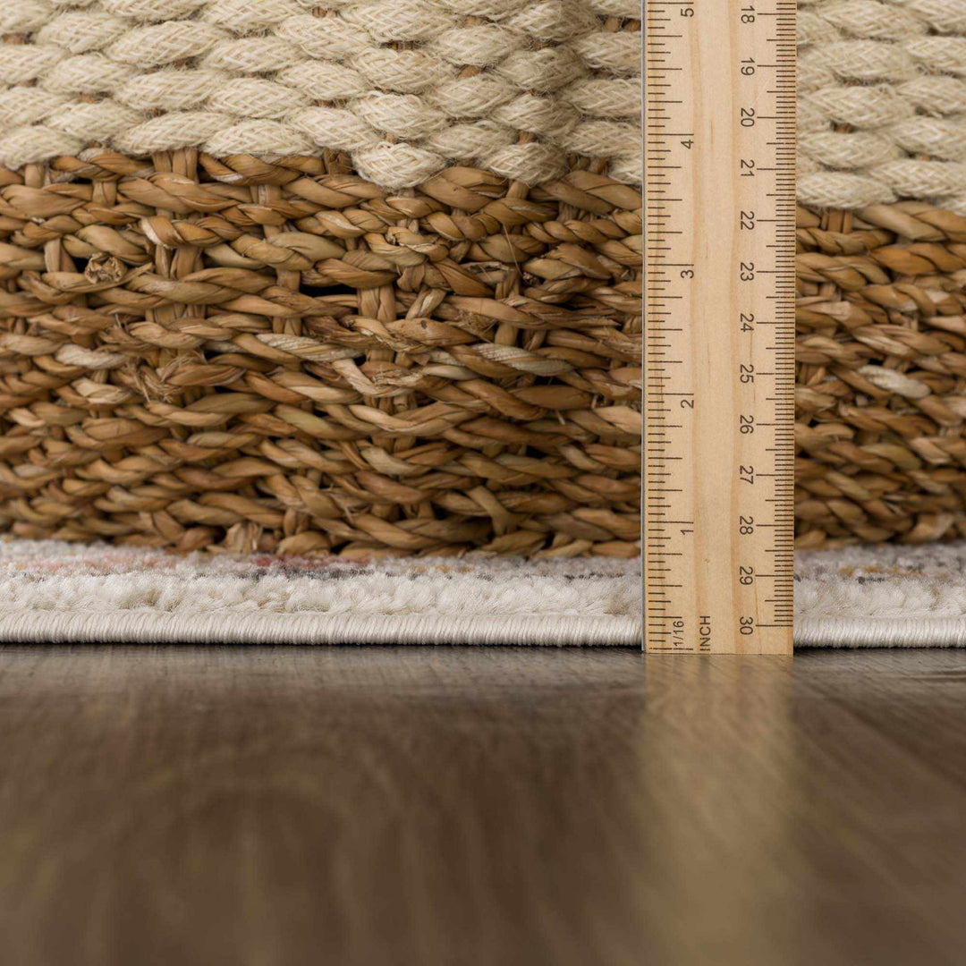 Vintage Style Woven Peach, Beige And Gray Southwestern Tribal Design Rug - The Rug Decor