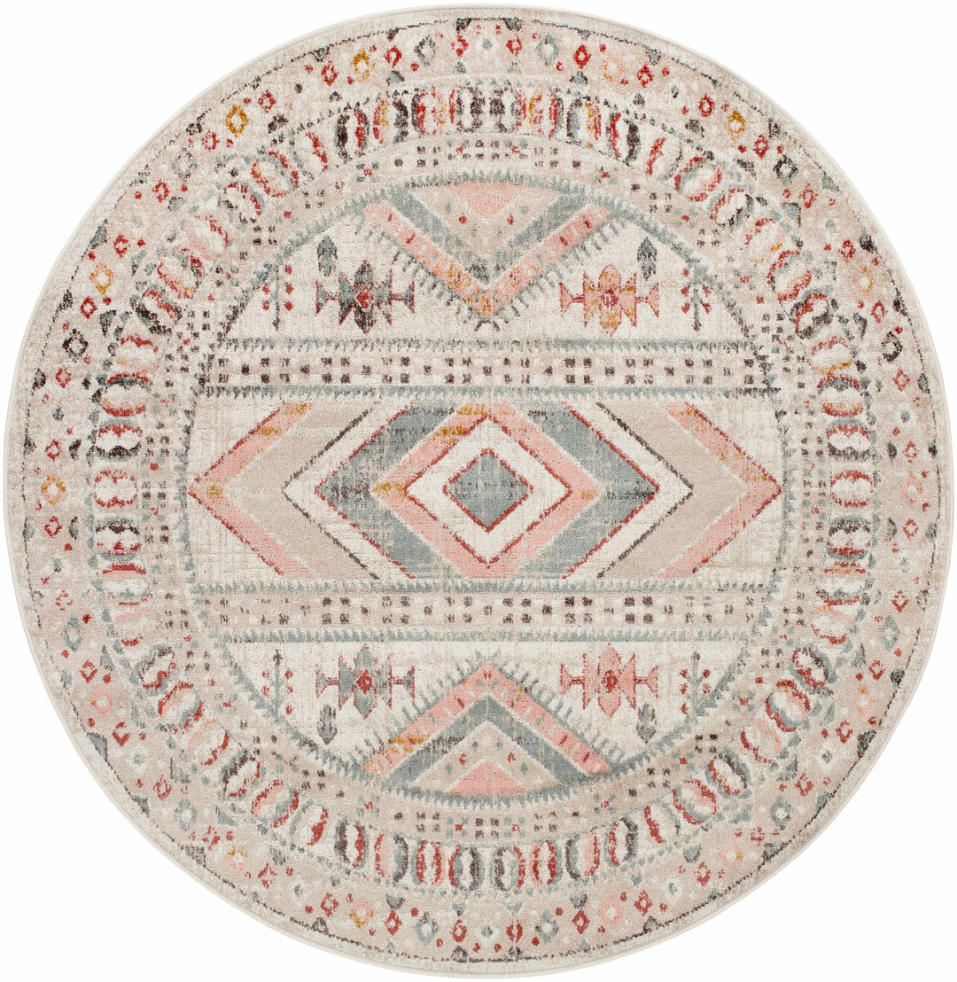 Vintage Style Woven Peach, Beige And Gray Southwestern Tribal Design Rug - The Rug Decor