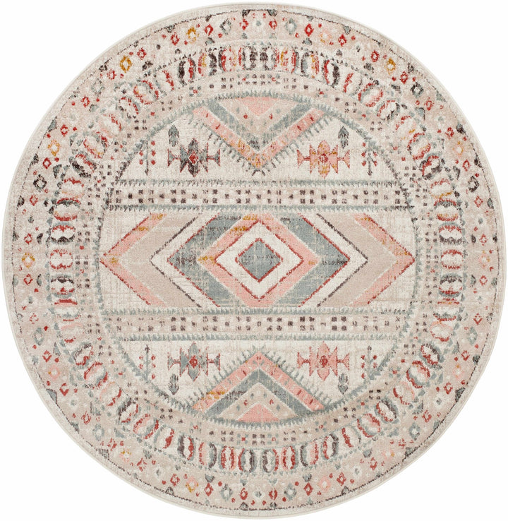 Vintage Style Woven Peach, Beige And Gray Southwestern Tribal Design Rug - The Rug Decor