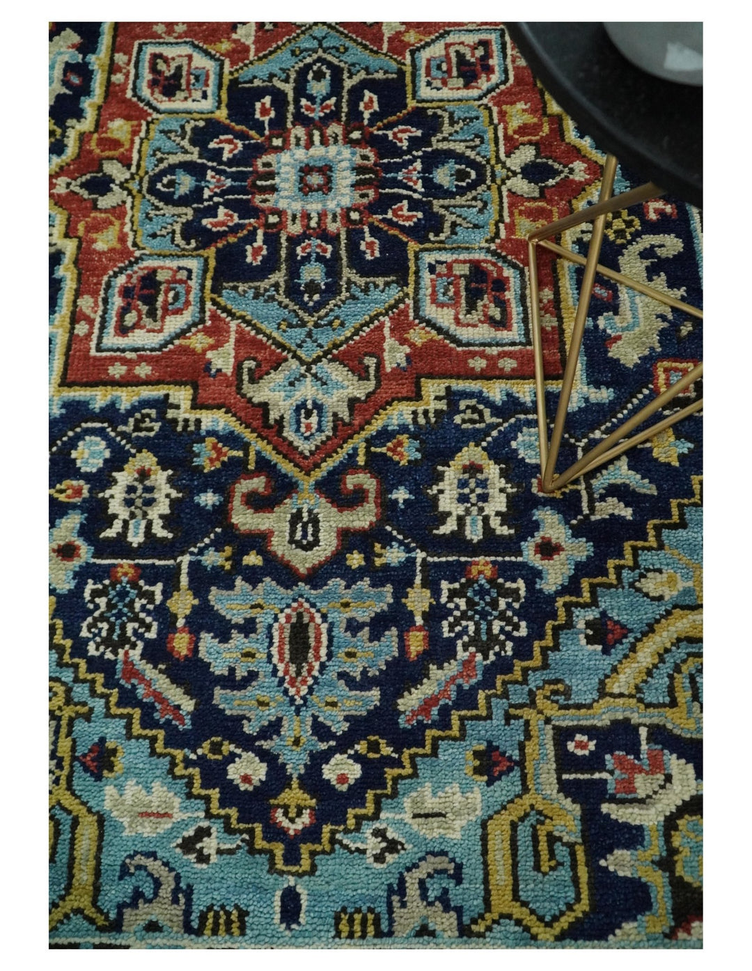 Wool 6x9 Blue and Rust Traditional Persian Antique Area Rug | TRDCP19669 - The Rug Decor