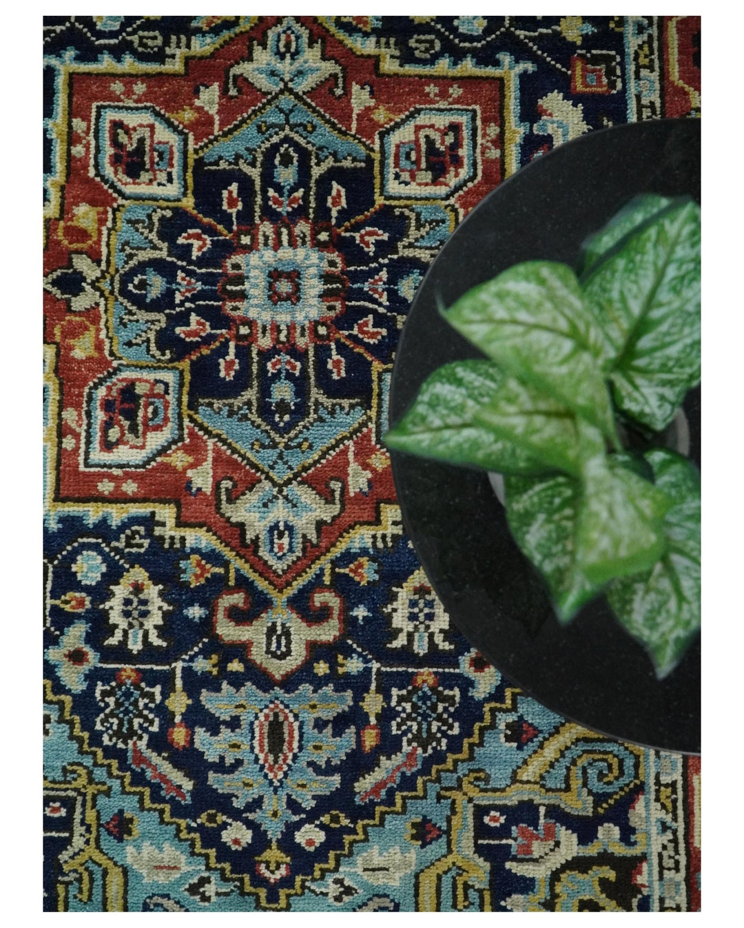 Wool 6x9 Blue and Rust Traditional Persian Antique Area Rug | TRDCP19669 - The Rug Decor