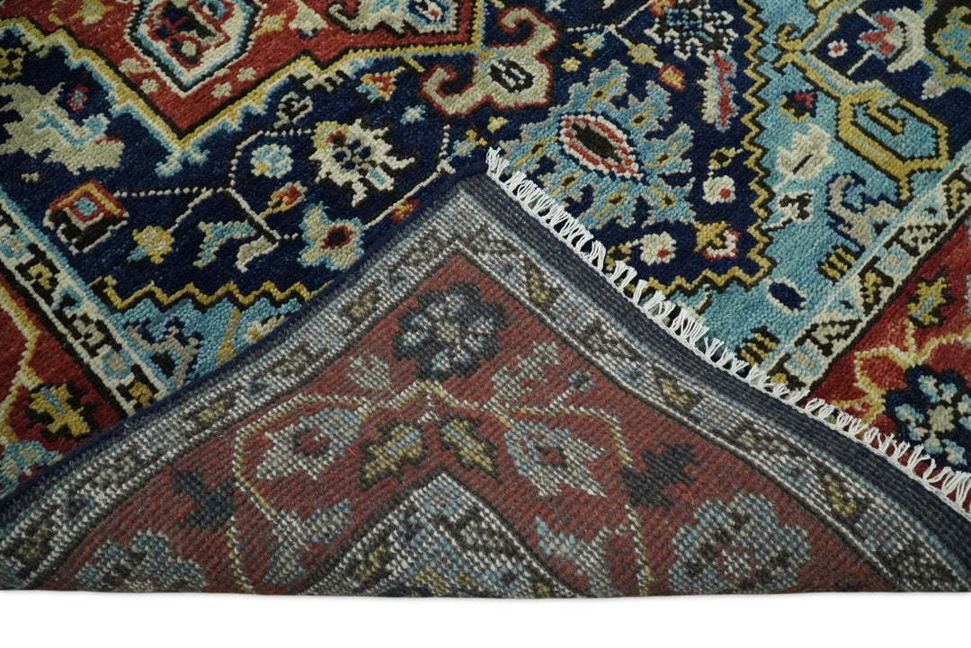 Wool 6x9 Blue and Rust Traditional Persian Antique Area Rug | TRDCP19669 - The Rug Decor