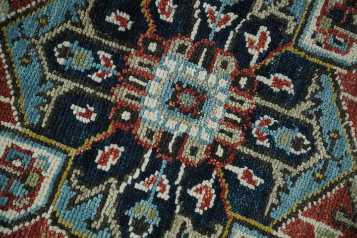 Wool 6x9 Blue and Rust Traditional Persian Antique Area Rug | TRDCP196B69 - The Rug Decor