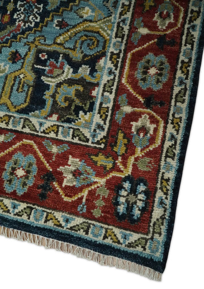 Wool 6x9 Blue and Rust Traditional Persian Antique Area Rug | TRDCP196B69 - The Rug Decor