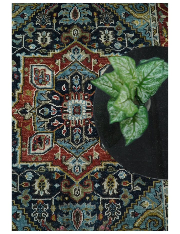 Wool 6x9 Blue and Rust Traditional Persian Antique Area Rug | TRDCP196B69 - The Rug Decor