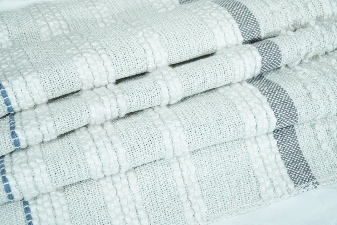 Woven Pastel Green, Gray, and Blue Cotton Throw Blanket - The Rug Decor