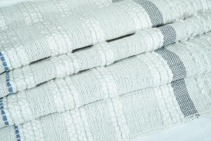 Woven Pastel Green, Gray, and Blue Cotton Throw Blanket - The Rug Decor