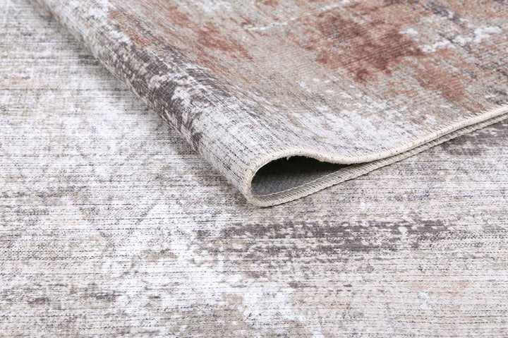 Modern Abstract Gray And Beige Machine Washable Rug