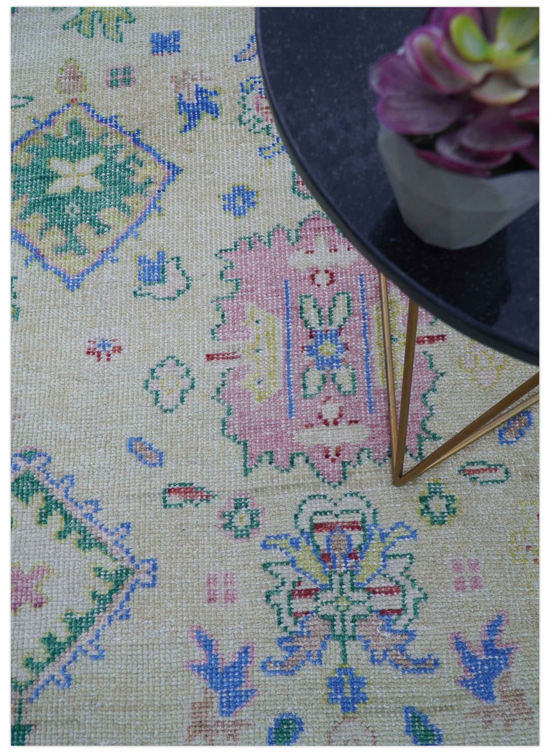 Quick Ship 8x10 Modern Oushak Design Beige And Blue Hand Knotted Rug