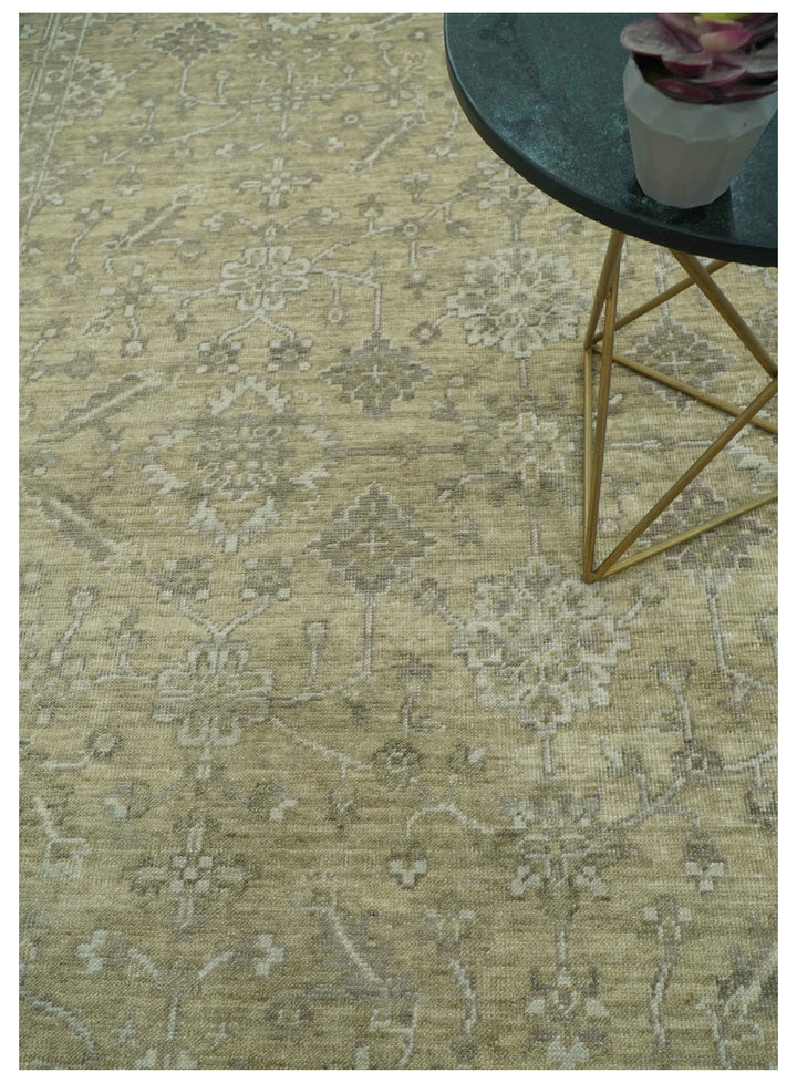 Traditional Camel and Brown Hand Knotted Fine Turkish Knot Wool rug