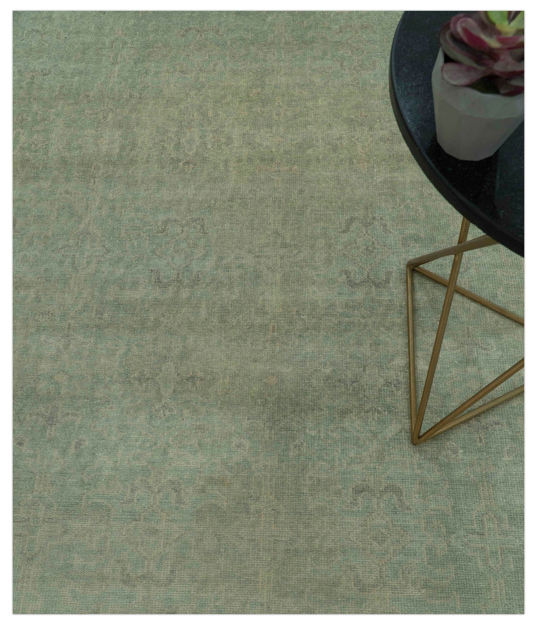 Traditional Turkish Fine Blue And Beige 9.7x12 Hand Knotted Wool Rug