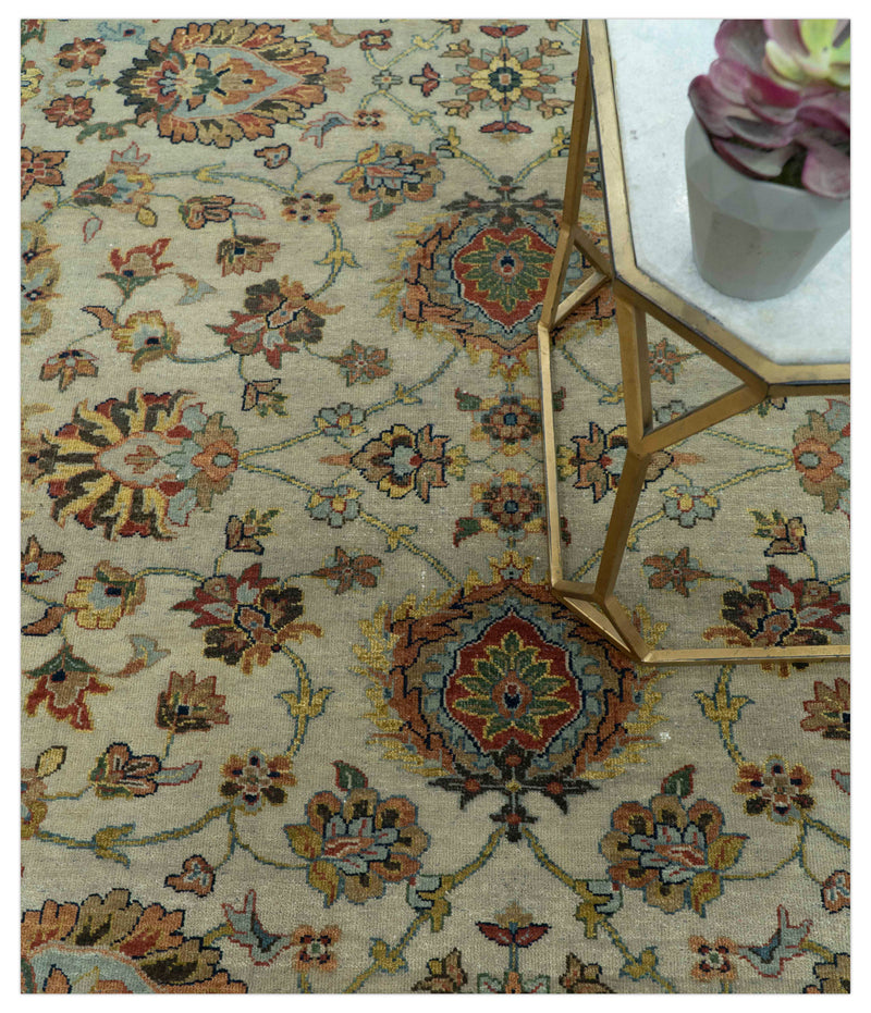 Traditional Heriz Design Beige And Brown  6x9 Hand Knotted Wool Area Rug
