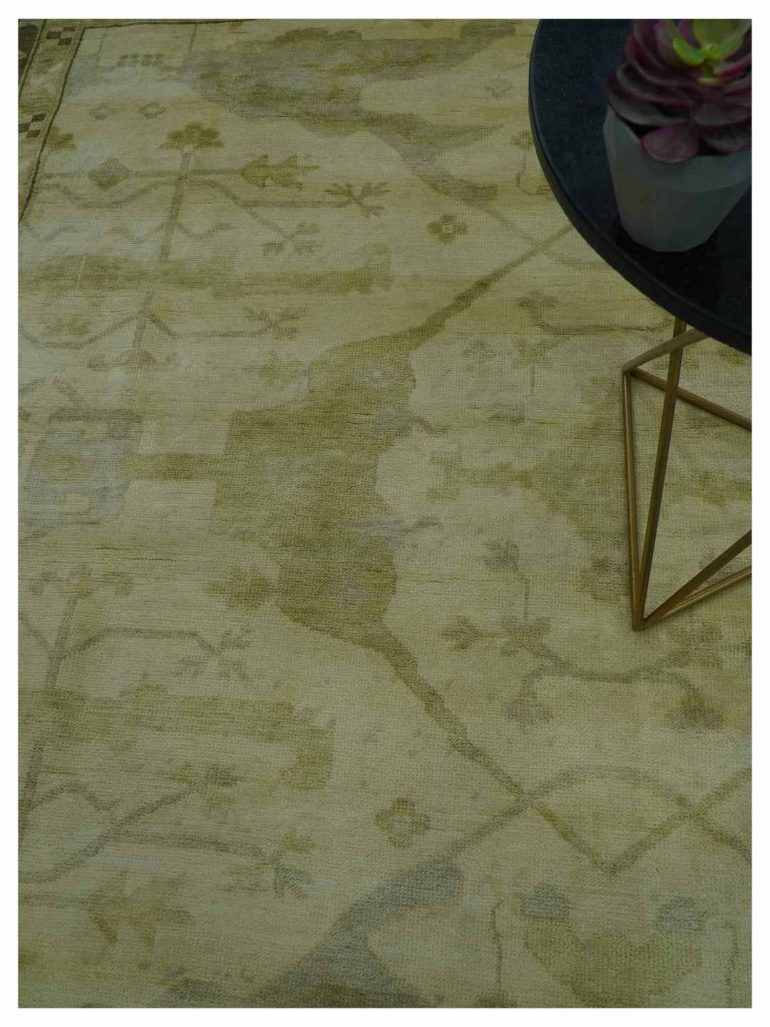 Traditional Oushak Design Beige And Brown 10x10 Hand Knotted Wool Area Rug