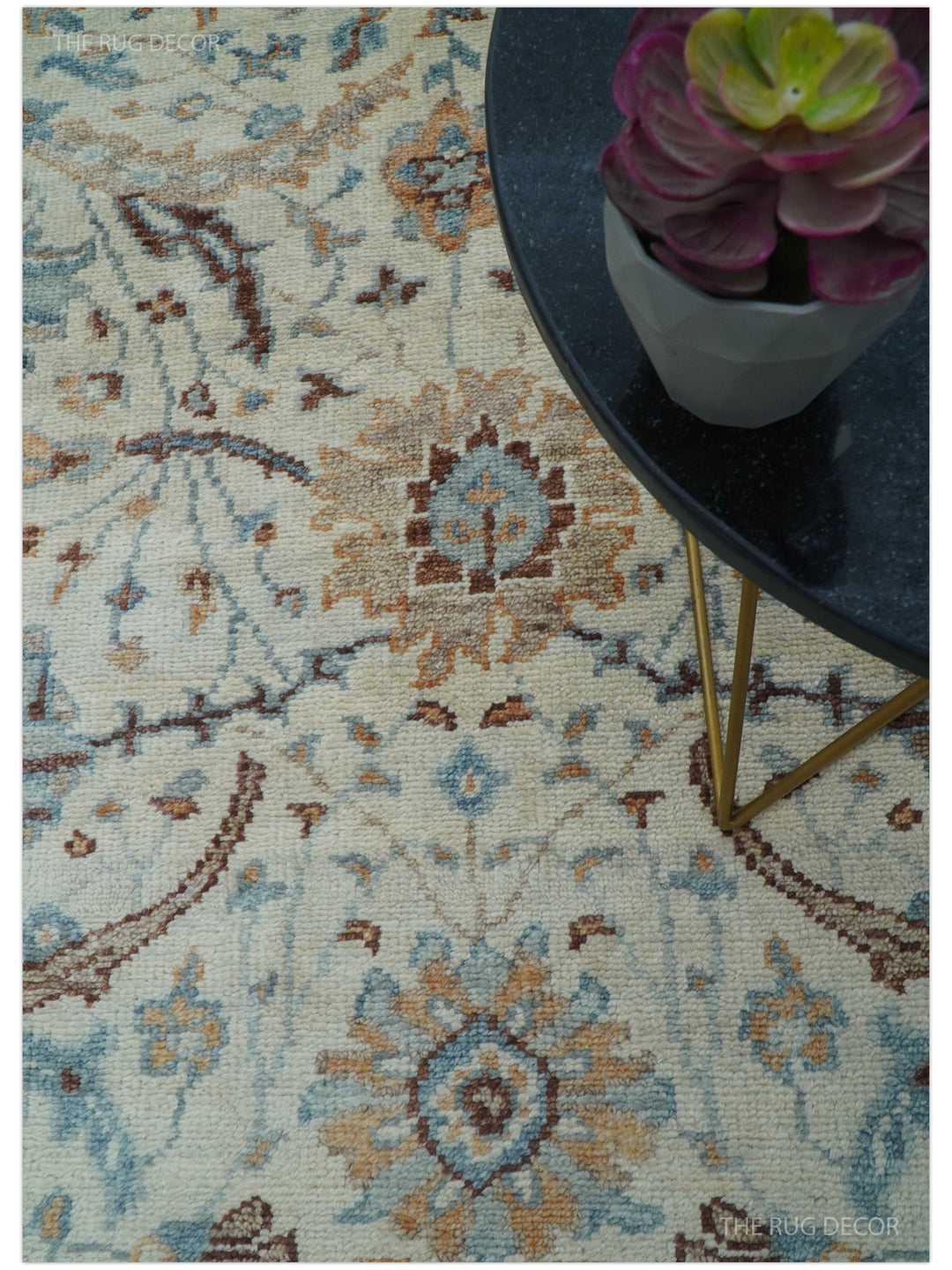 Custom Made Ivory And Camel Traditional Hand Knotted Wool Rug