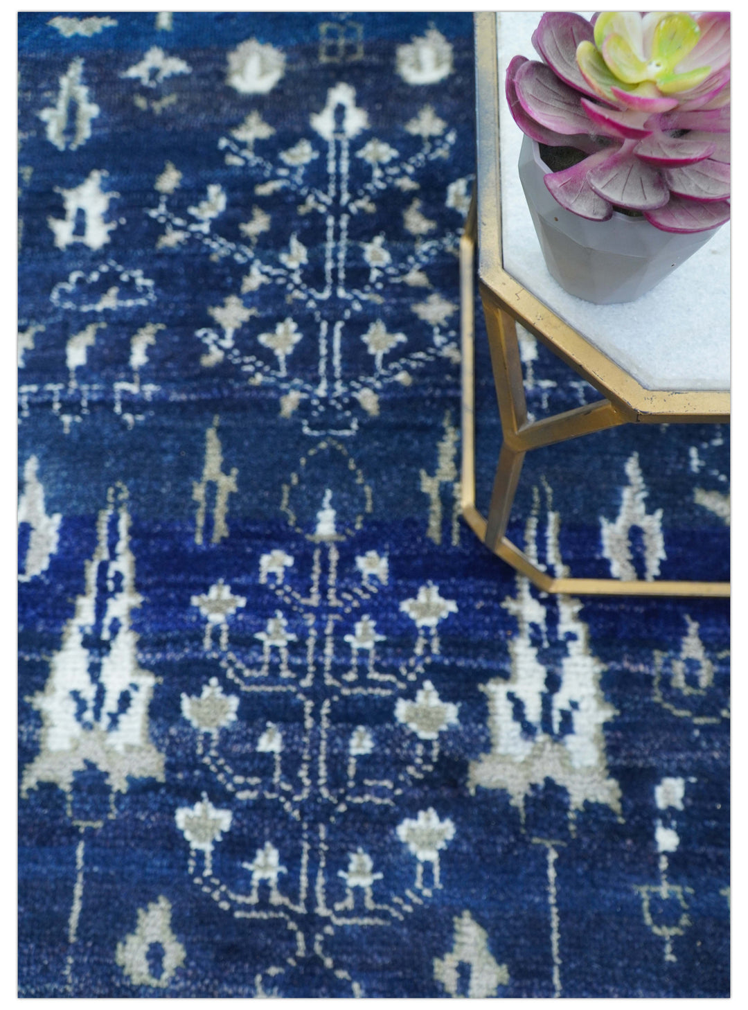 Tree of life Blue Traditional Style Hand knotted 5x8 Wool Area Rug