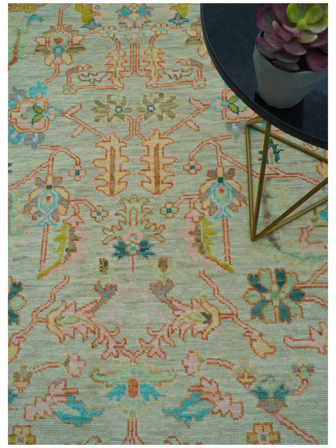 Elaine Custom Made Beige Traditional Design Hand Knotted Wool Rug