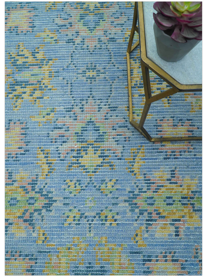 Traditional Oushak Design Blue Hand knotted 6x9 Wool Area Rug