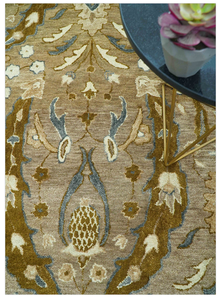 Custom Made Traditional Oushak Brown Hand Tufted Wool Area Rug