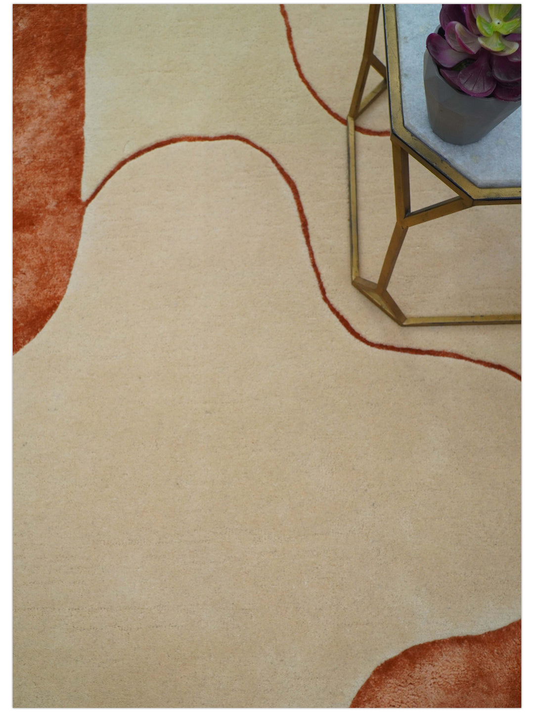 Maze Custom Made Modern Design Beige Hand Tufted Wool Rug