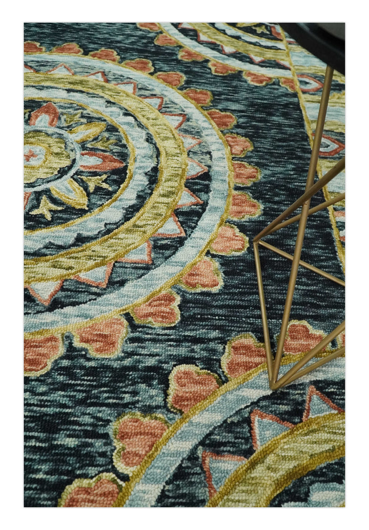 Ready to Ship Hand Tufted 8x10 Gold And Black Traditional Design Wool Rug