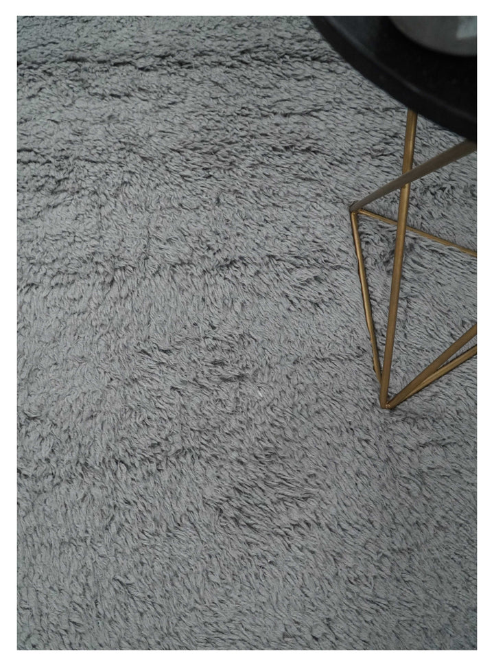 Ready to Ship 8x10 Hand Woven Gray Modern Solid Design Wool Rug