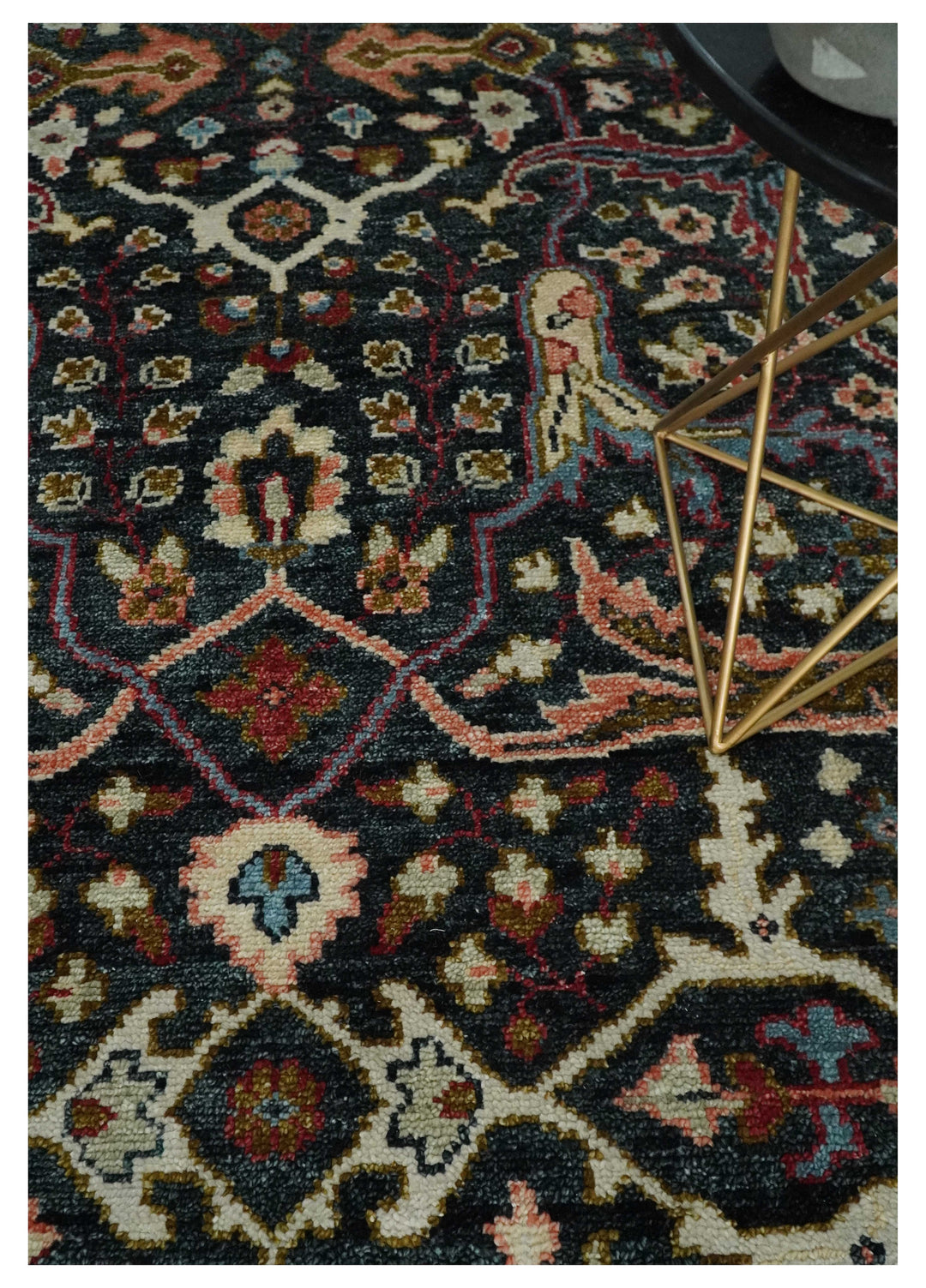 Black and Blue Hand Knotted Traditional Oushak Multi Size Wool Area Rug