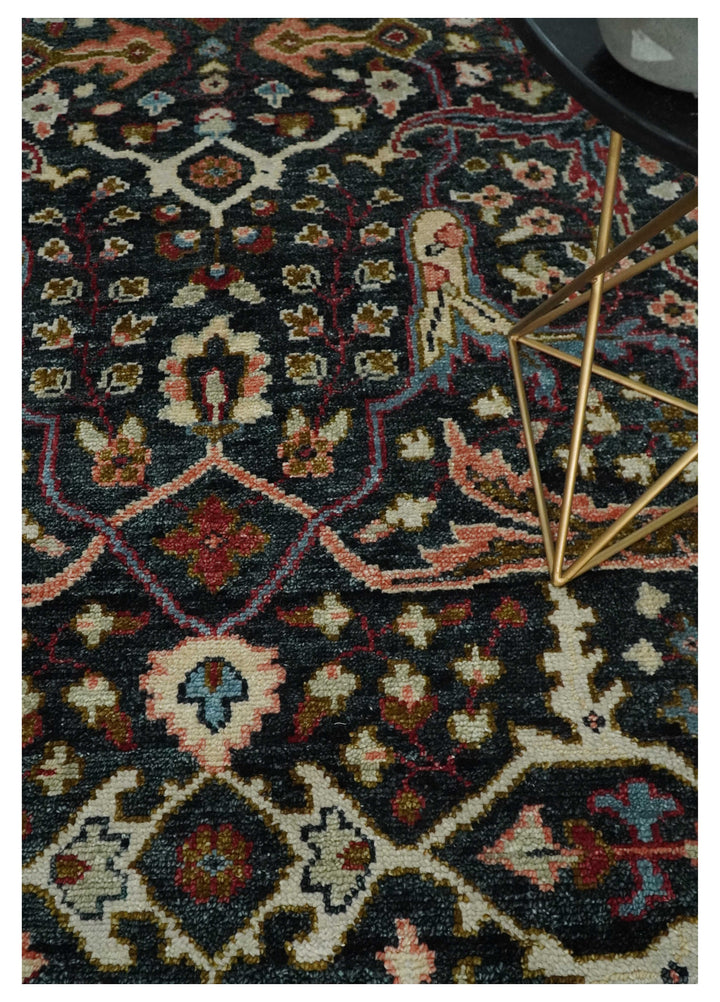 Black and Blue Hand Knotted Traditional Oushak Multi Size Wool Area Rug